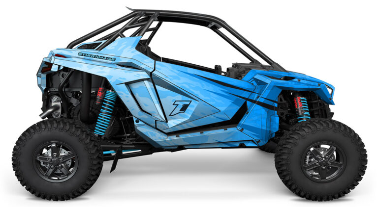 tier1image Polaris RZR UTV SXS Wrap Graphics Fade Blue and Light Blue Camo, Designed in Alberta Canada