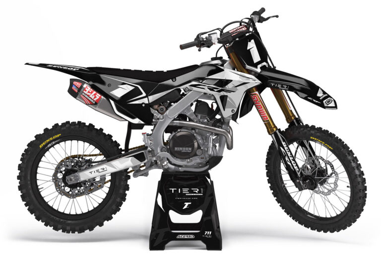 tier1image Honda Motocross Graphics Kit Camo Black and White with White Logos, Designed in Alberta Canada