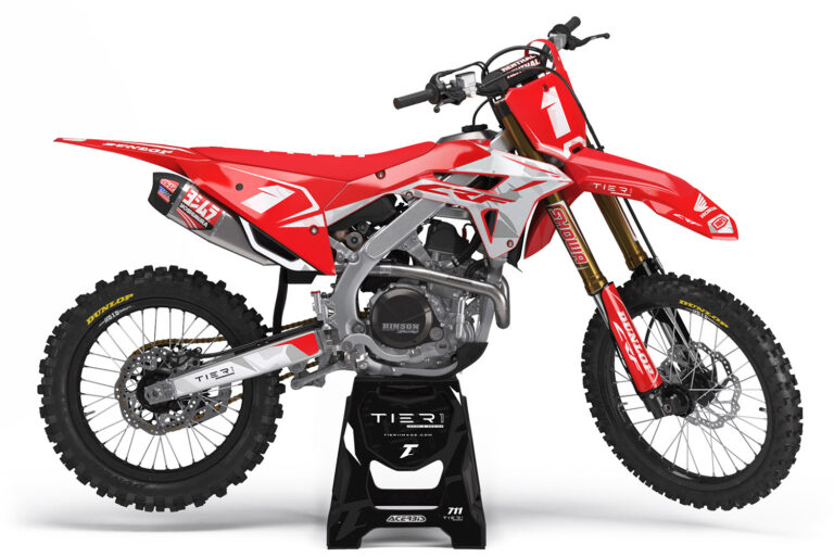 tier1image Honda Motocross Graphics Kit Camo Red and White with White Logos, Designed in Alberta Canada