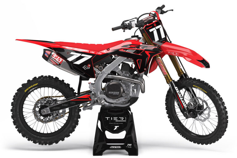 tier1image Honda Motocross Graphics Kit Evoy 24 Red and Black with White Logos, Designed in Alberta Canada