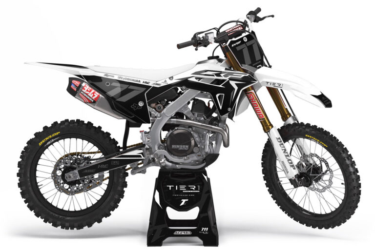 tier1image Honda Motocross Graphics Kit Evoy 24 White with Black Logos, Designed in Alberta Canada